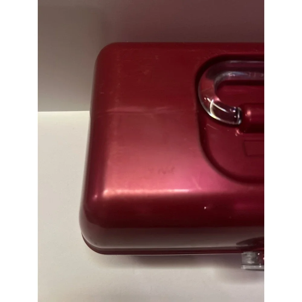 Caboodles Makeup Case Burgundy Train Cosmetic Organizer Mirror 12